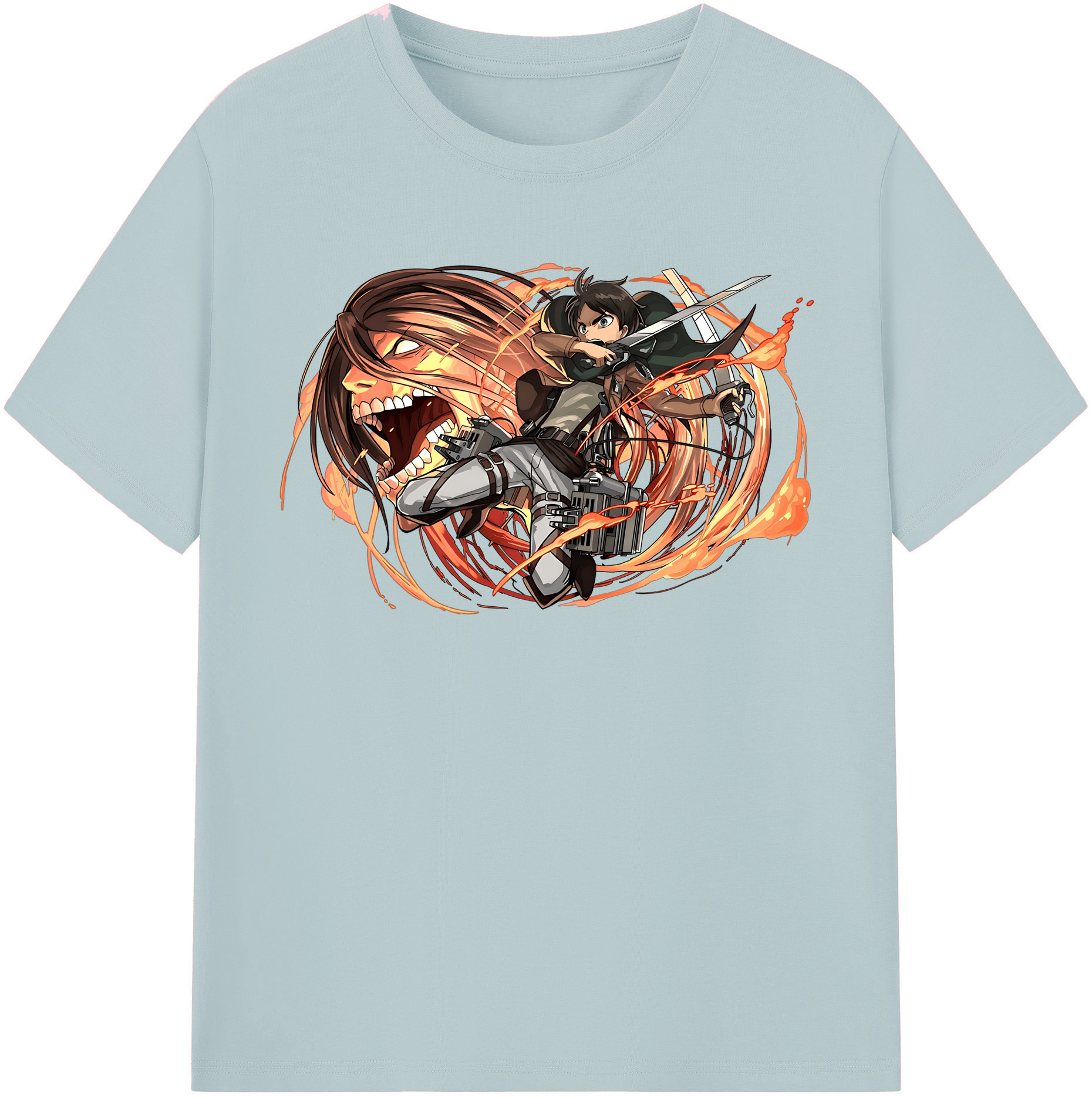 （画像用） 進撃の巨人 エレン･イェーガー Attack on Titan Eren Jäger 綿100％半袖Tシャツ（フロントプリント）